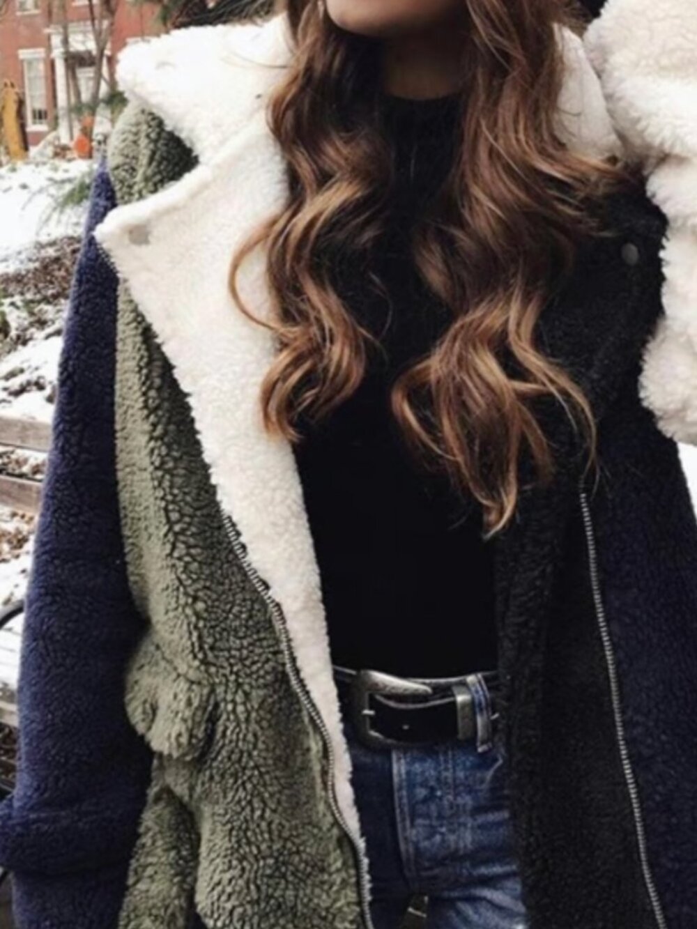 J.O.A faux sherling moto jacket
